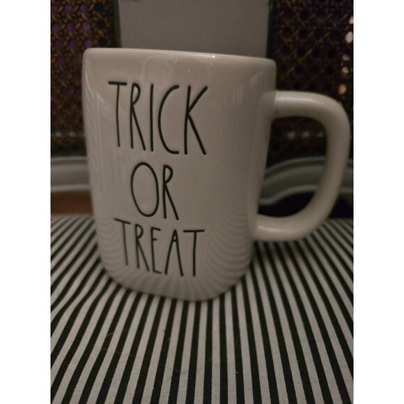 NWT Rae Dunn Trick or Treat Halloween Mug 2021 White Black Writing - Picture 2 of 10